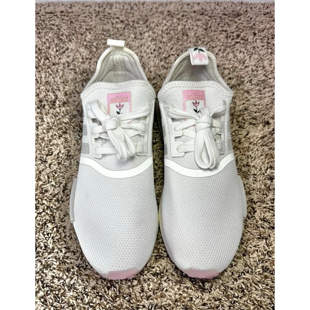 Adidas NMD_R1 Women's Size 7.5 White Grey Pink Rose Shoes Sneakers